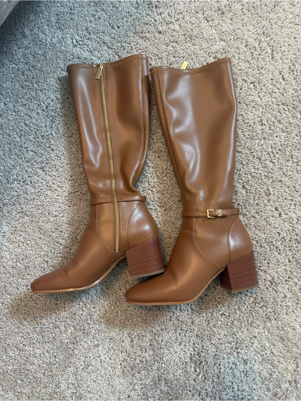 Michael Kors Cognac Knee-High Block Heel Boots